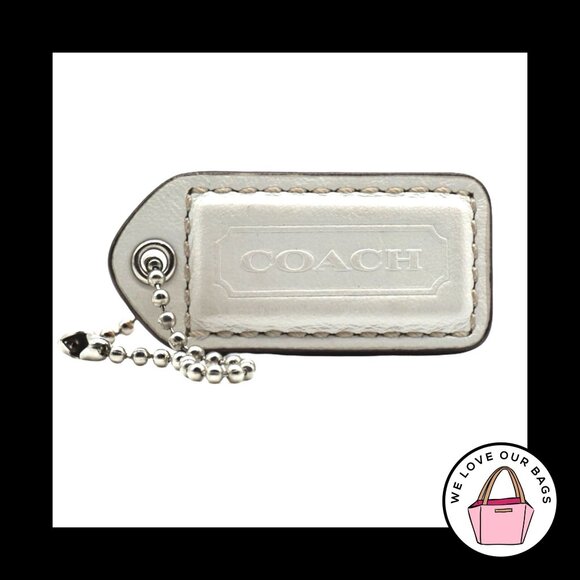 2" Med Y2K VINTAGE COACH White & Saddle Leather Fob Bag Charm Keychain Hang Tag - Picture 1 of 2